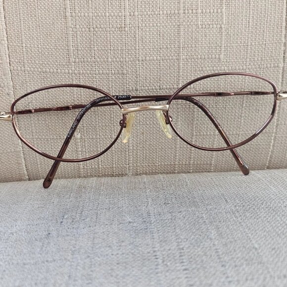 Vintage Kirkland Signature Eyeglasses Frame Brown/Gold Tone Glasses Made Italy - Picture 1 of 13